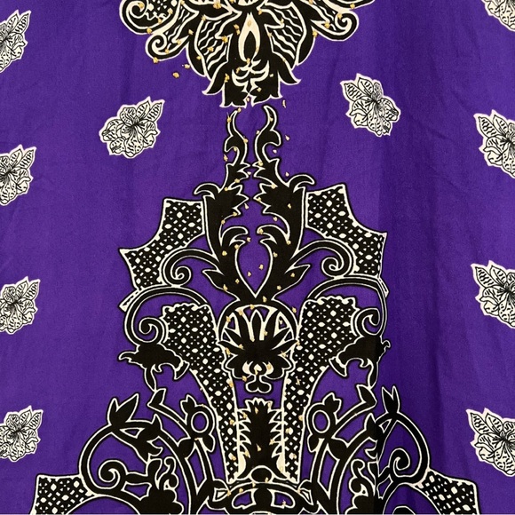 Sante Classics Kaftan One Size Maxi Cover Up Pullover Purple Black Housedress - Picture 5 of 10